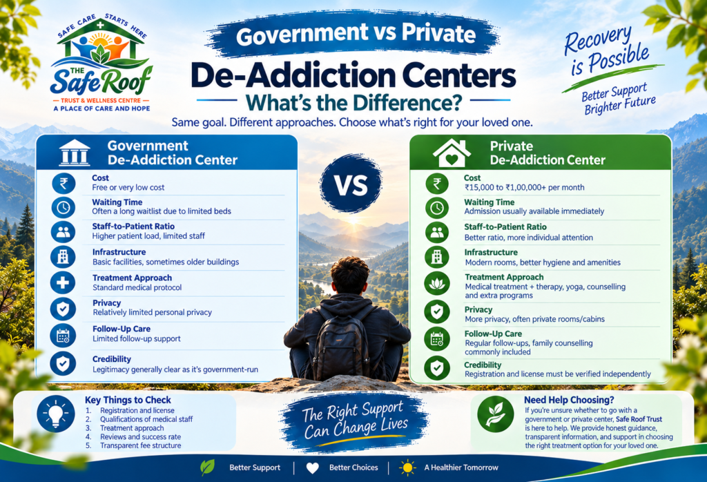 Government vs Private De-Addiction Centers — Full Comparison De-Addiction Centers